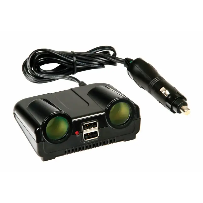 Calitate înaltă Priză dublă brichetă auto 12/24V cu 2 porturi USB, cablu 150 cm