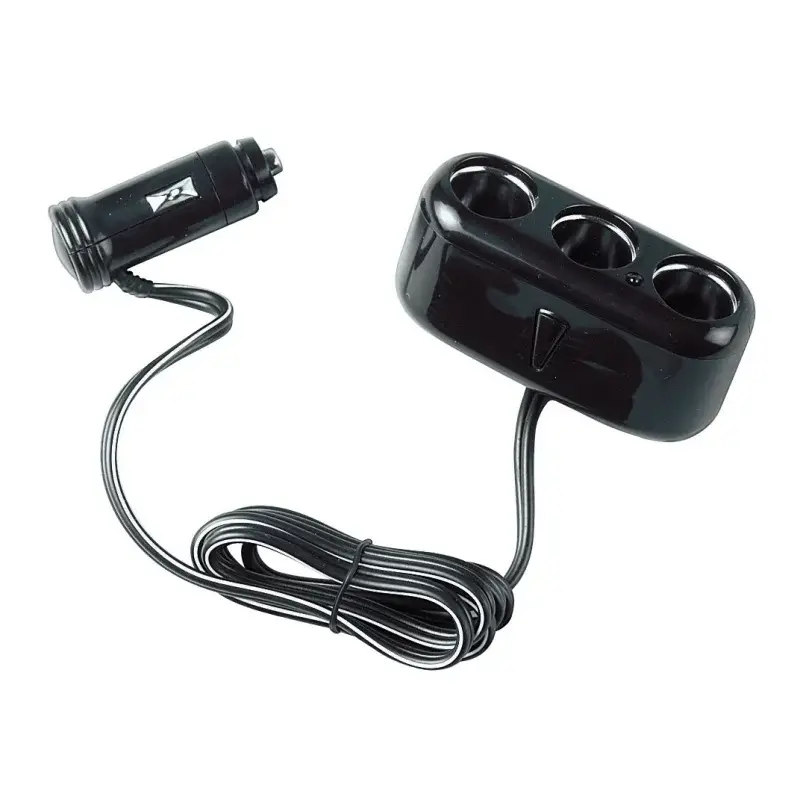 Priză triplă brichetă auto 12/24V cu cablu prelungitor 200 cm Lampa Transport gratuit