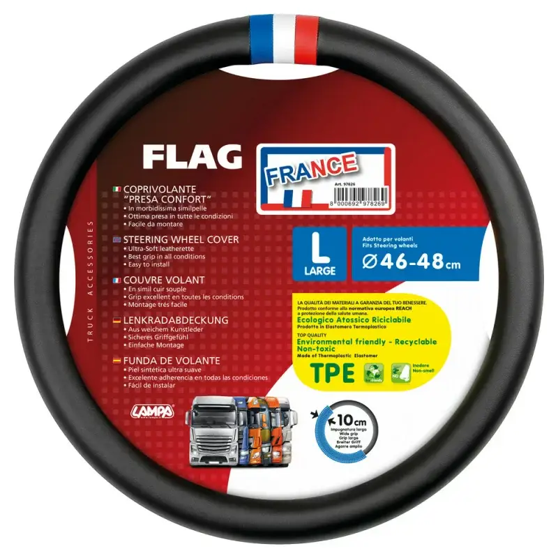 Husă volan camion Skeentex cu steag Franța, L, 46-48 cm Promoție