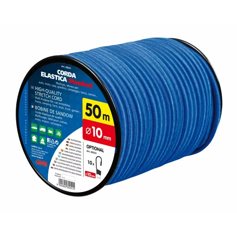 Ultima șansă Cordon cauciucat elastic Lampa 10 mm x 50 m, albastru, multifuncțional