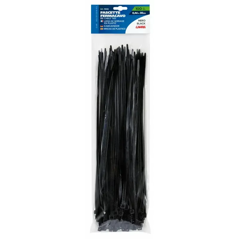 Coliere din plastic negre 100 buc, 0,46 x 30 cm, pentru fixare auto Preț promoțional