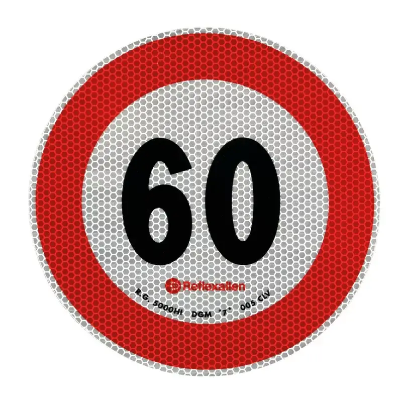 Reducere specială Autocolant reflectorizant limitare viteză 60 km/h, clasa 2, Ø20 cm