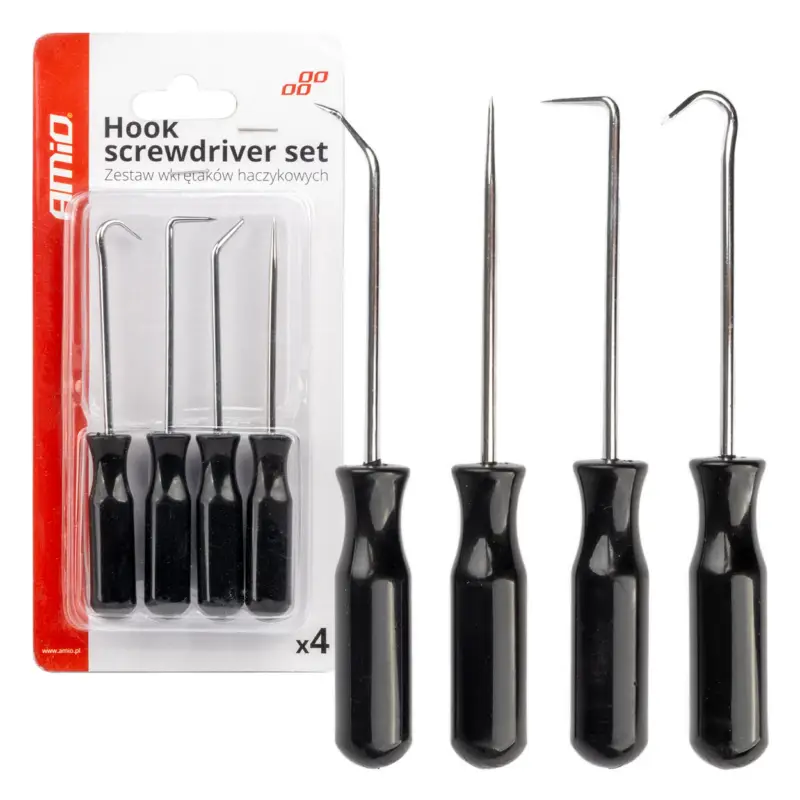 Noutate Set surubelnite cu carlig 4 piese Amio, drepte si curbate, pentru precizie
