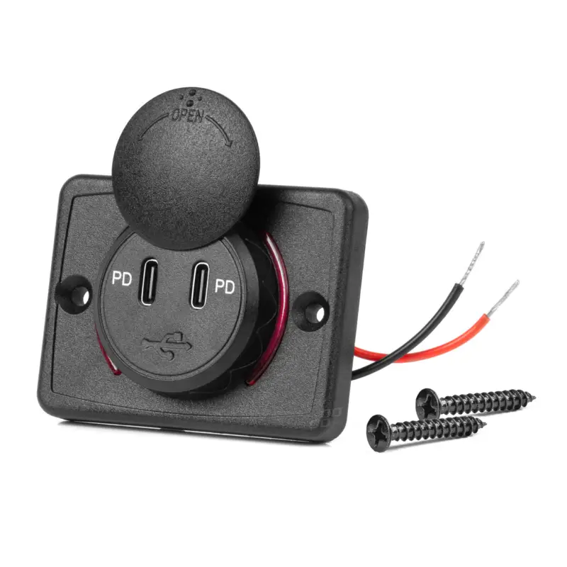 Doar azi Priza auto dubla USB-C PD 12-24V cu suport patrat rezistent la apa