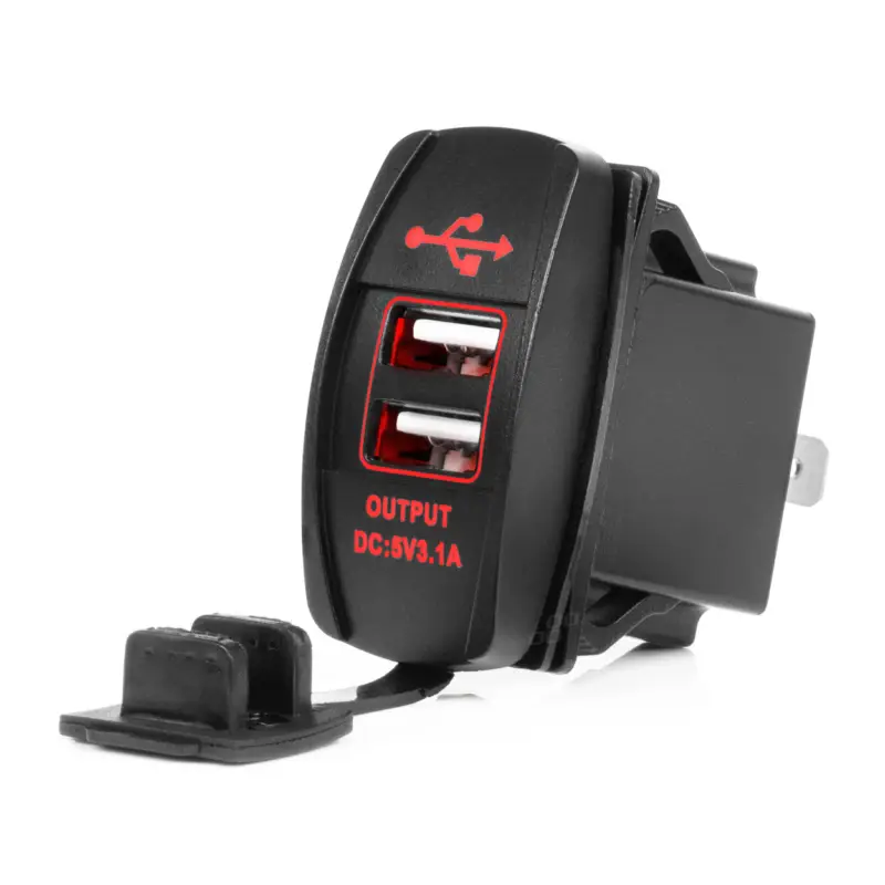 Priză USB dublă auto 12-24V, 5V 3.1A, cu LED roșu, rezistentă la apă Super ofertă