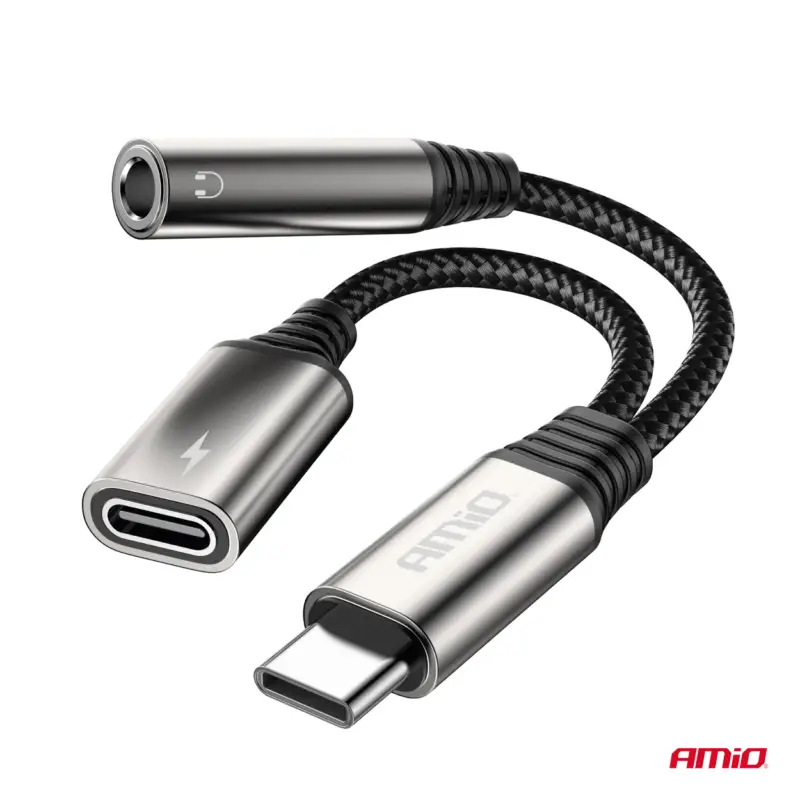 Adaptor USB-C la jack 3.5 mm si USB-C pentru incarcare simultana, 10 cm Reducere extra