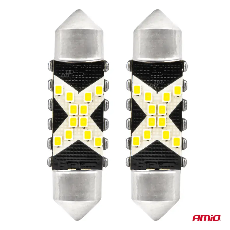 Comandă acum Bec auto LED C5W CANBUS 39mm, 12 SMD, alb, 12/24V, set 2 buc Amio