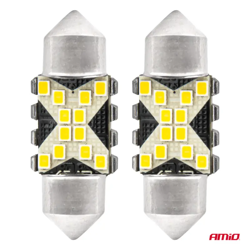 Comandă acum Set 2 becuri LED auto C5W Festoon 31 mm CANBUS 12/24V, alb, Amio