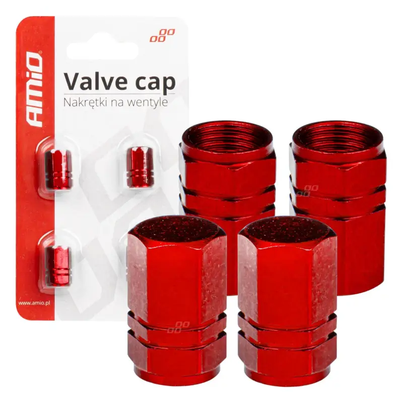 Set capace ventil din aluminiu rosu, 4 buc, pentru auto si bicicleta Transport gratuit