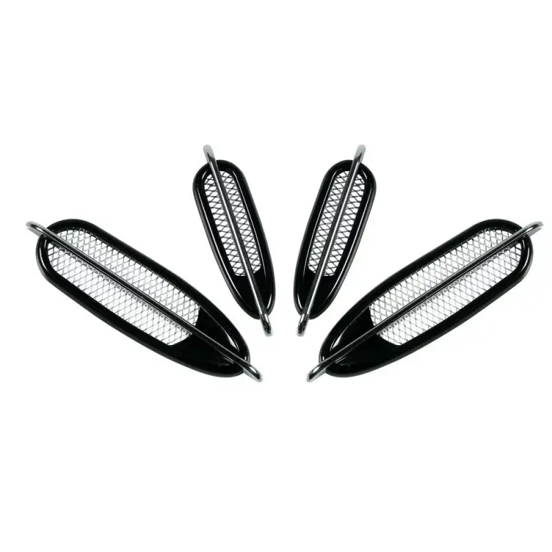 Set ornamente priză aer auto 4 buc, negru-argintiu, montaj adeziv Livrare gratuită