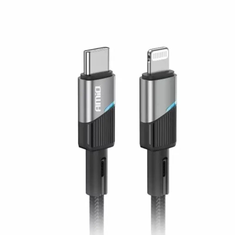 Ofertă Cablu USB-C la Lightning 20W, 1 m, cu LED, pentru iPhone si iPad, negru