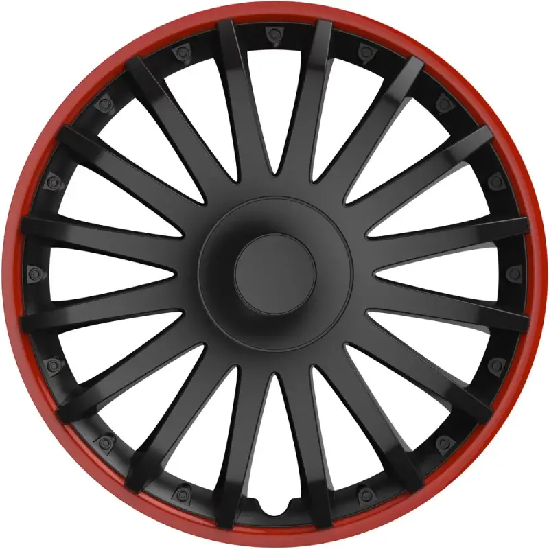 Disponibil imediat Set 4 capace roti auto Cridem Crystal 16 inch, negru-rosu