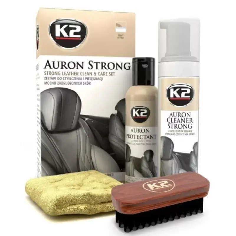 Kit curatare si intretinere piele auto K2 Auron Strong, 4 piese Reducere specială