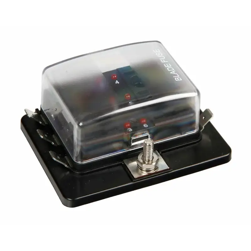 Cutie de siguranțe auto 12/24V cu 1 intrare, 6 ieșiri și LED Cel mai bun preț