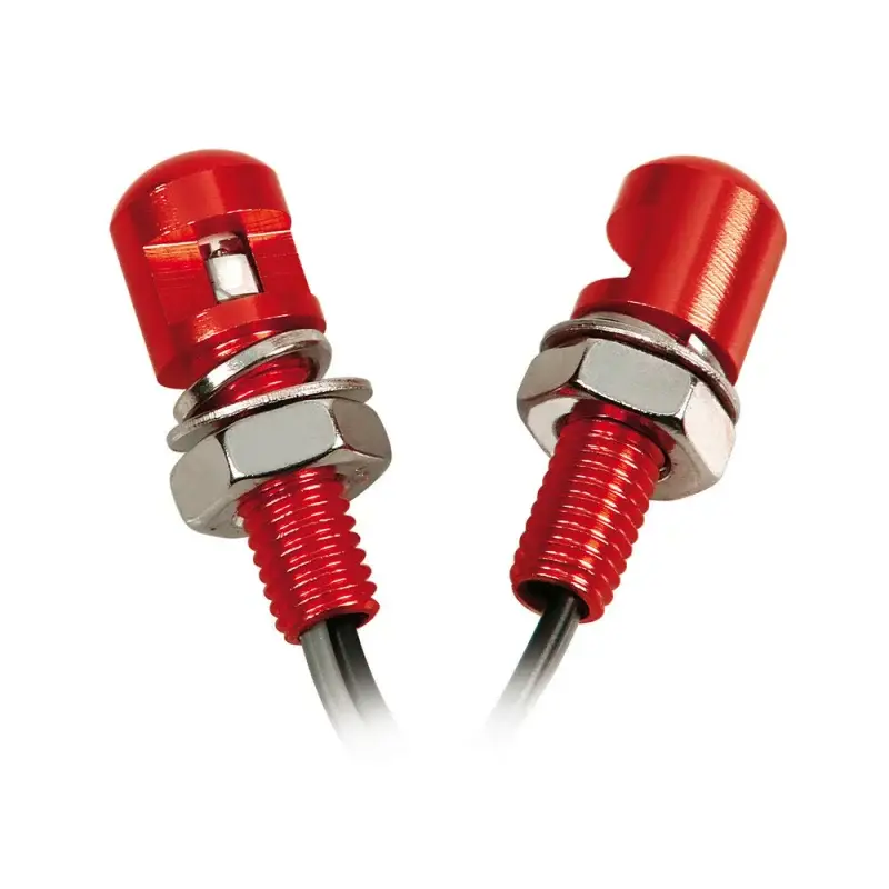 Set 2 suruburi M8 cu LED alb, aluminiu anodizat, rosu, 12V Bestseller