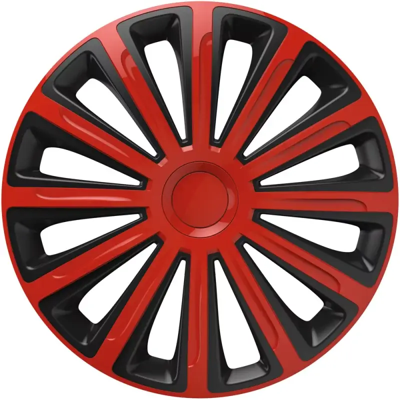 Set capace roti 15 inch Cridem Trend, 4 bucati, rosu-negru, ABS rezistent Nu rata