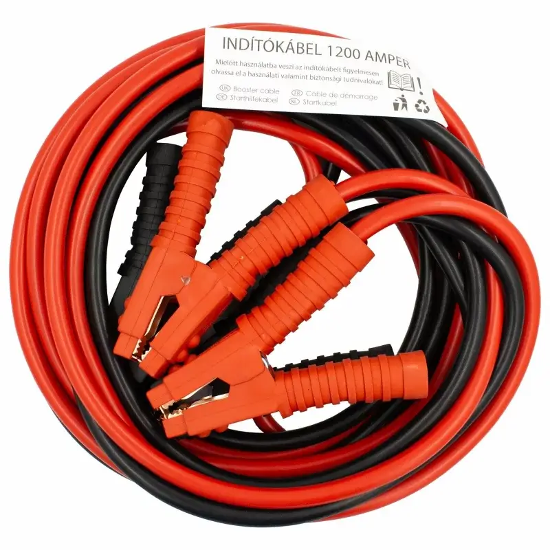 Cablu pornire auto 1200A, 6 m, 12/24V, cu cleme izolate robuste Popular
