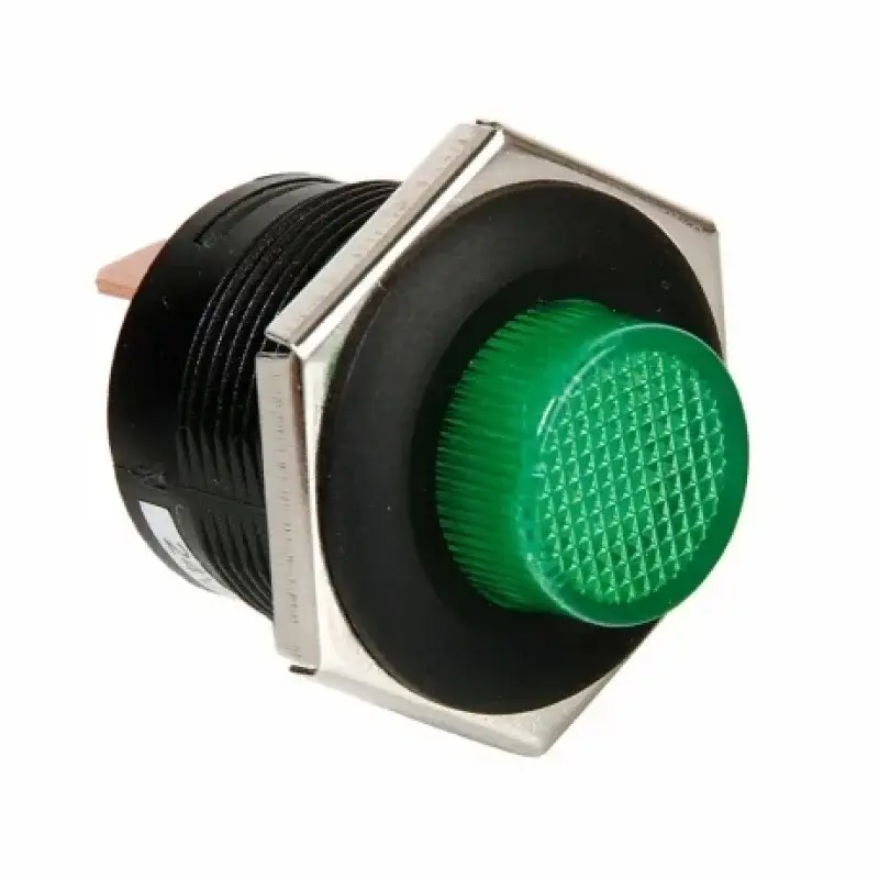 Intrerupator cu revenire LED verde 12V/24V 5A pentru panou, 3 pini Preț redus