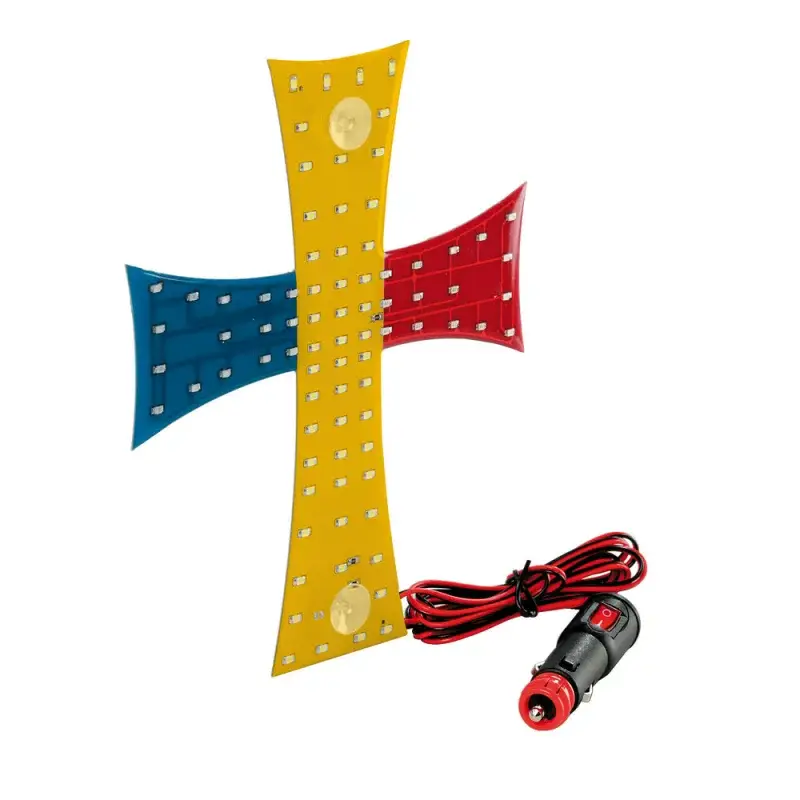 Ornament interior auto cu LED 24V Cruce steag Romania, 81 SMD Cel mai vândut