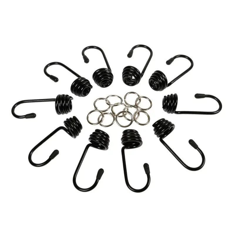 Set carlige si cleme metalice pentru cordon cauciucat 10 mm, 10 buc Nu rata