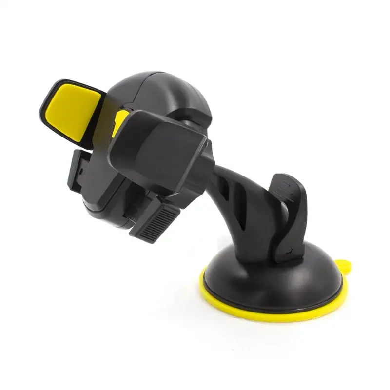 Disponibil imediat Suport telefon auto cu ventuza, reglabil 65-90 mm, negru/galben