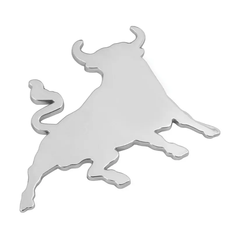 Discount Autocolant 3D crom Bull pentru auto, cu adeziv 3M, 80x60 mm