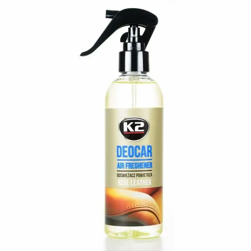 Retur gratuit Odorizant auto cu atomizor K2 Deocar, parfum Piele, 250 ml