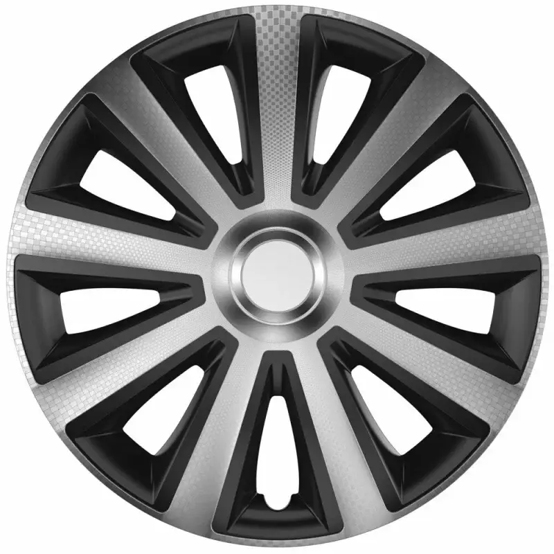 Cel mai vândut Set 4 capace roti 16 inch Cridem Aviator Carbon, argintiu-negru