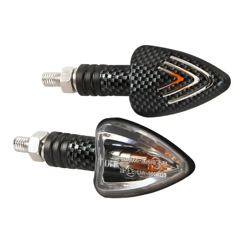 Set lămpi semnalizare moto 12V 21W cu finisaj carbon, omologate E Nu rata
