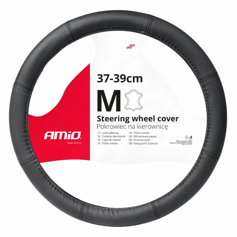 Cumpără online Husa volan din piele Amio SWC-48-M, neagra, marimea M, 37-39 cm