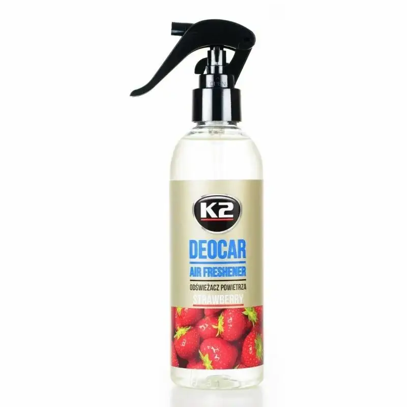 Cel mai vândut Odorizant auto cu atomizor K2 Deocar, parfum capsuni, 250 ml