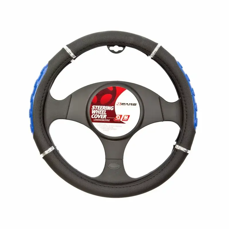 Manson volan sport universal 37-39 cm, negru/albastru, 4Cars Preț redus