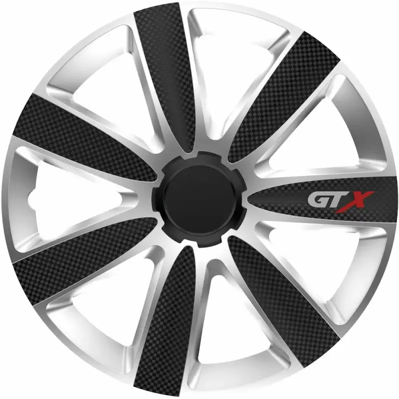 Set 4 capace roti auto Cridem GTX Carbon 16 inch, argintiu-negru Chilipir
