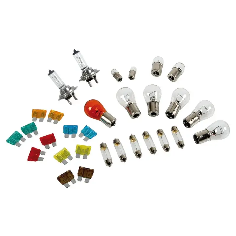 Cel mai vândut Kit becuri și siguranțe 24V, 30 piese, cu 2 becuri halogen H7