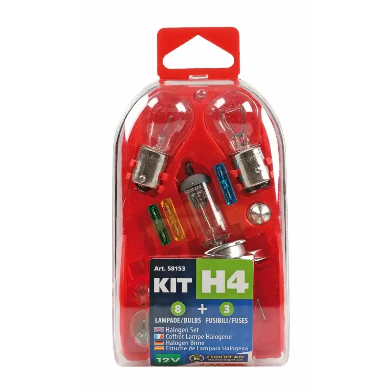 Retur gratuit Kit becuri auto si sigurante H4 12V, 11 piese, halogen 60/55W