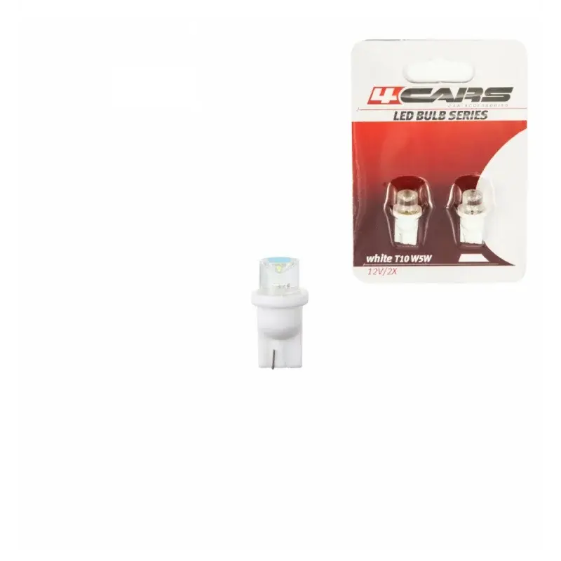 Cumpără online Set 2 becuri LED T10 12V 5W cu soclu plastic, alb dispersat 4Cars