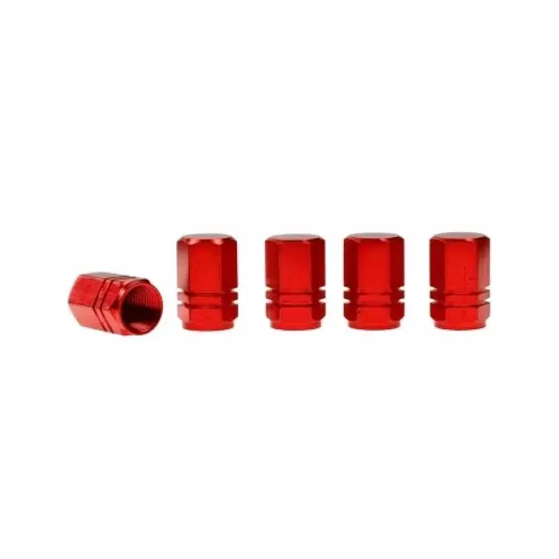 Ofertă Capace valve auto hexagonale din aluminiu, set 5 bucati, rosu