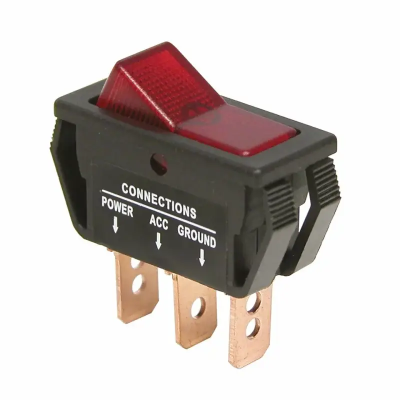 Intrerupator auto basculant On-Off 12V 20A iluminat rosu, 3 pini Chilipir
