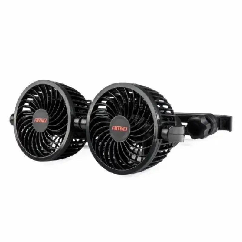 Ventilator auto dublu 12V Amio cu 2 viteze si fixare la tetiera Reduceri