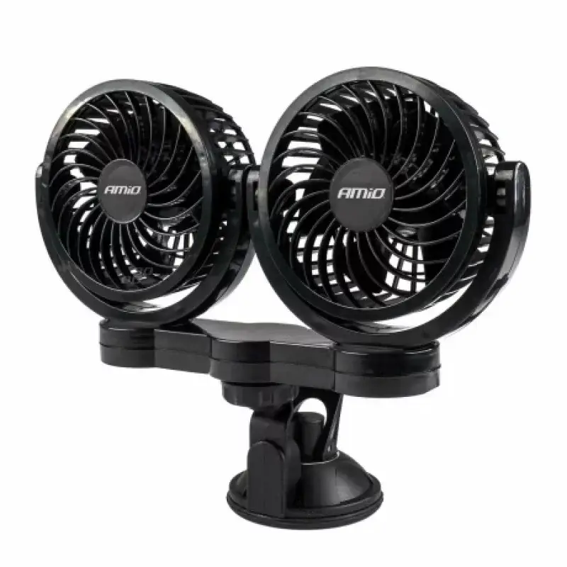 Ventilator auto dublu 24V Amio cu ventuză, 2 viteze, 2x4 inch Preț redus