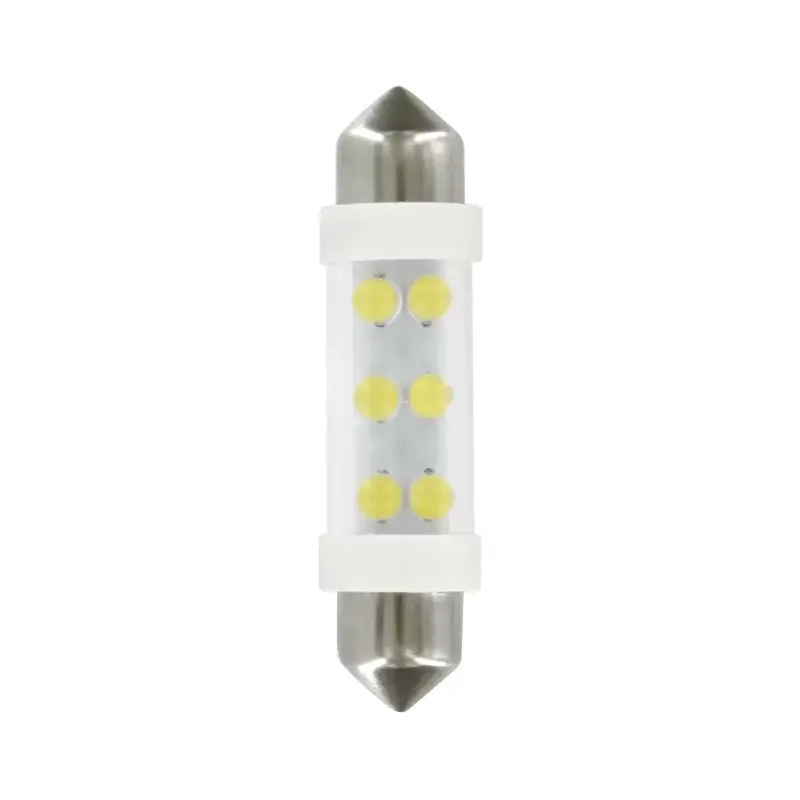 Reducere de preț Bec LED sofit 24V cu 6 LED-uri 11x41mm SV8.5-8, alb, set 2 buc