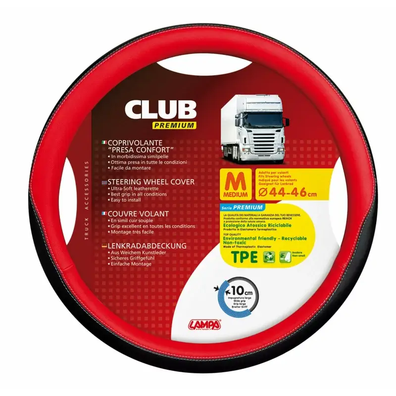Husă volan camion Club Premium roșie, mărimea M, Ø 44-46 cm Livrare gratuită