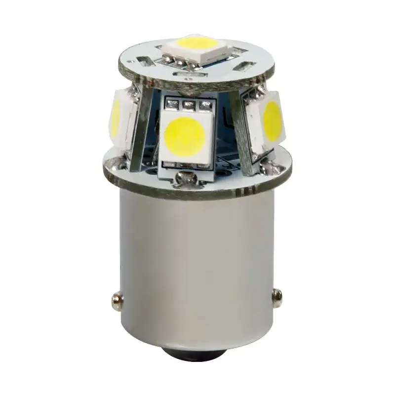 Bec LED BA15s 12V alb, 6SMD, tip P21W, soclu metalic Preț mic