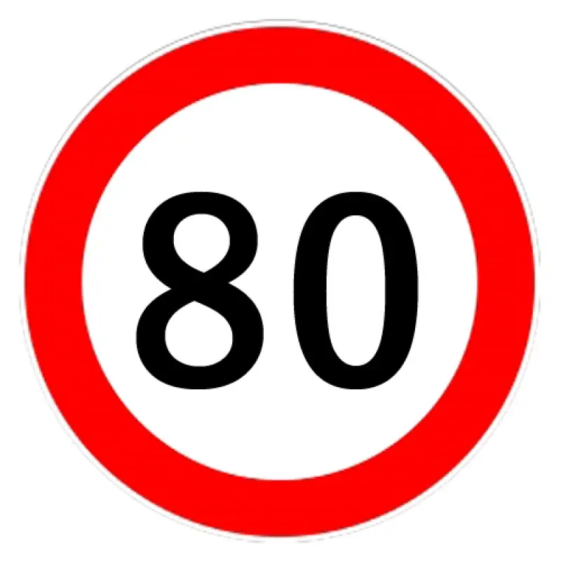 Transport gratuit Autocolant limitator de viteză 80 km/h pentru exterior, Ø13 cm