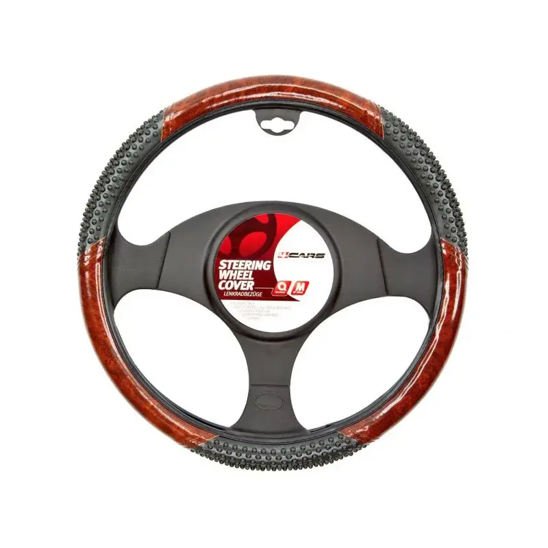 Manson pentru volan 4Cars, imitatie lemn si masaj, marimea M 37-39 cm Ofertă exclusivă