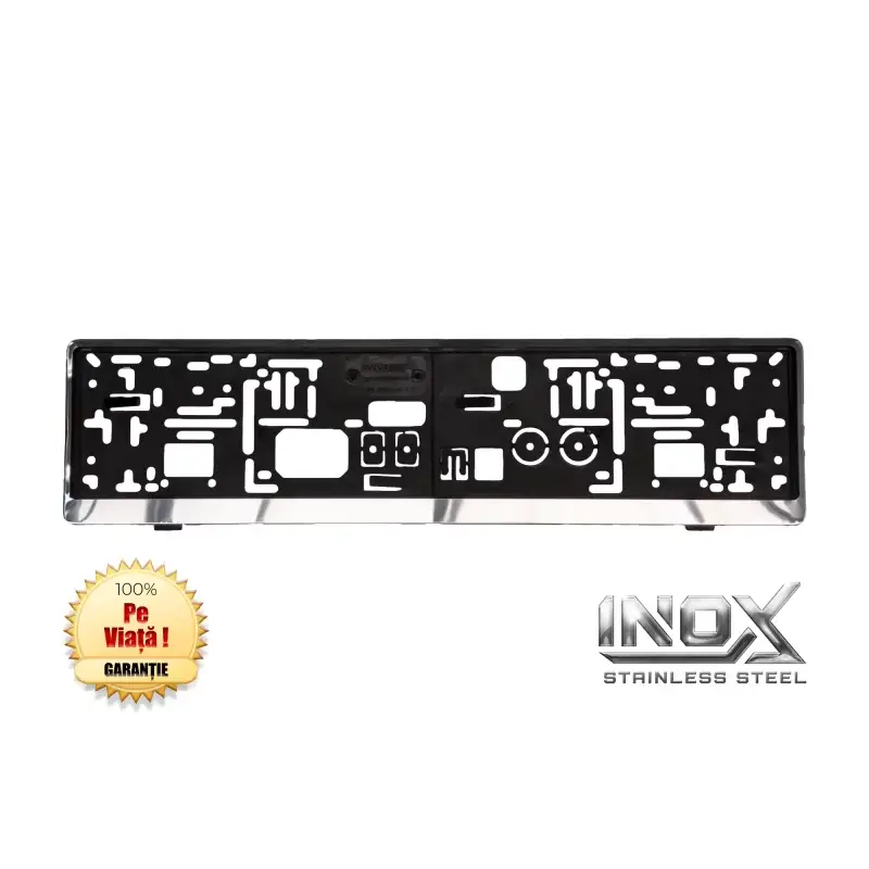 Reducere de preț Suport număr înmatriculare auto din inox, pentru plăcuțe standard RO/UE, 1 buc