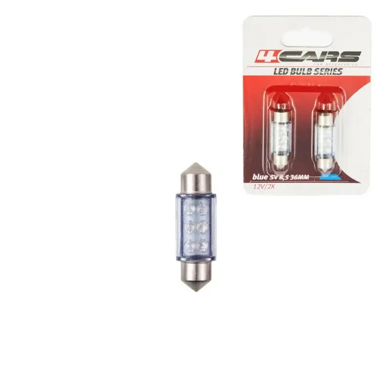 Cumpără acum Set 2 becuri LED sofit 12V 36 mm SV8.5-8, 6 LED, albastru