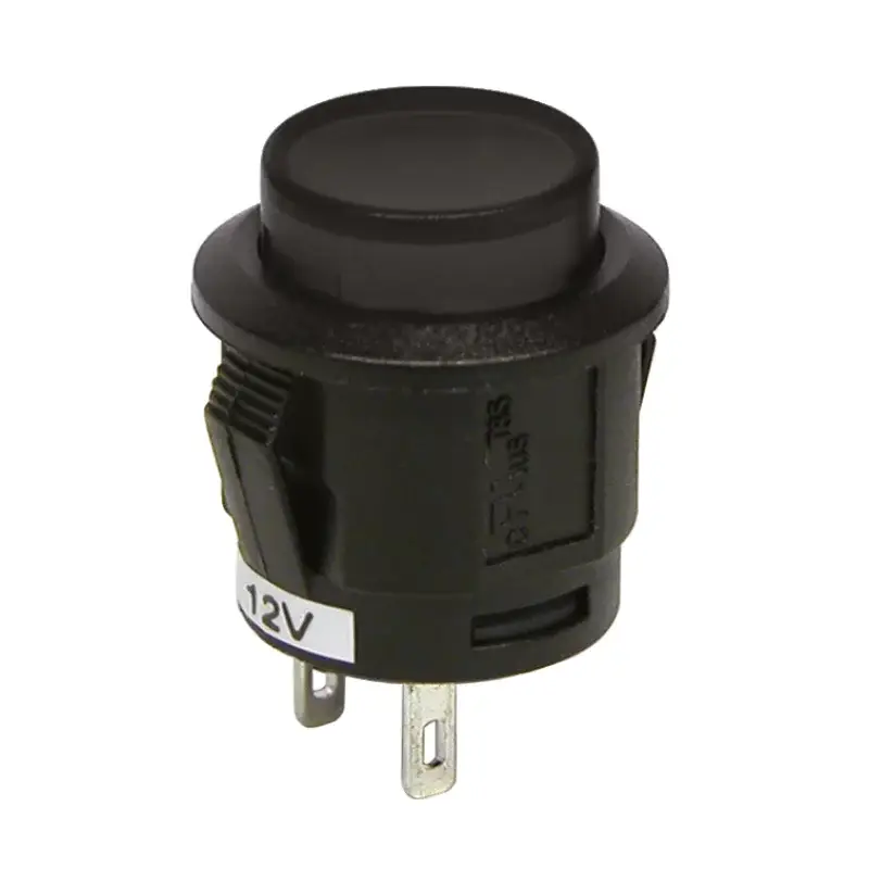 Premium Intrerupator buton cu revenire negru 12V 20A, montaj Ø15 mm