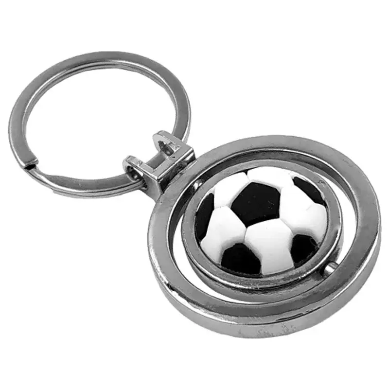 Disponibil imediat Breloc pentru chei cu minge de fotbal, model metalic negru-argintiu