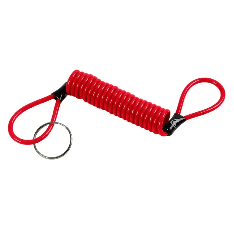 Reducere extra Cablu spiralat din oțel Safety Reminder 150 cm roșu pentru moto